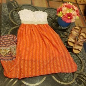 Multi color design maxi summer dress